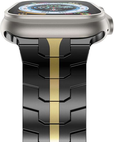 NewWays Grade 2 Titanium/Stainless Steel Band Compatible with Apple Watch Ultra 3 2 1 49mm Series 11 10 46mm 42mm Series 9 8 7 45mm 41mm 44mm 40mm SE 6 5 4, Rugged iwatch Link Bracelet for men in Saudi Arabia