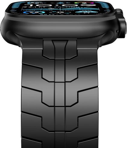 NewWays Grade 2 Titanium/Stainless Steel Band Compatible with Apple Watch Ultra 3 2 1 49mm Series 11 10 46mm 42mm Series 9 8 7 45mm 41mm 44mm 40mm SE 6 5 4, Rugged iwatch Link Bracelet for men in Saudi Arabia