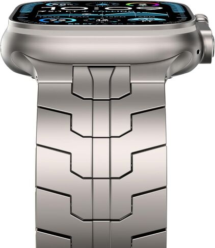 NewWays Grade 2 Titanium/Stainless Steel Band Compatible with Apple Watch Ultra 3 2 1 49mm Series 11 10 46mm 42mm Series 9 8 7 45mm 41mm 44mm 40mm SE 6 5 4, Rugged iwatch Link Bracelet for men in Saudi Arabia