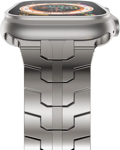 NewWays Grade 2 Titanium/Stainless Steel Band Compatible with Apple Watch Ultra 3 2 1 49mm Series 11 10 46mm 42mm Series 9 8 7 45mm 41mm 44mm 40mm SE 6 5 4, Rugged iwatch Link Bracelet for men in Saudi Arabia
