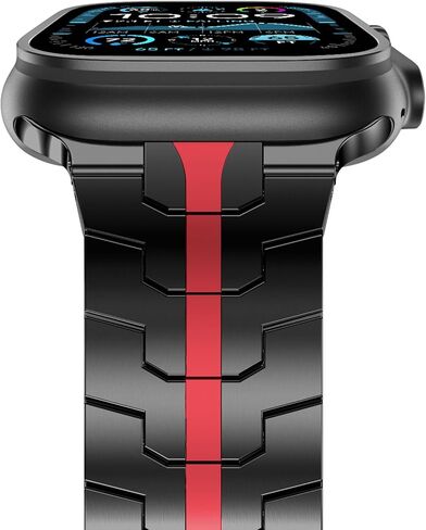 NewWays Grade 2 Titanium/Stainless Steel Band Compatible with Apple Watch Ultra 3 2 1 49mm Series 11 10 46mm 42mm Series 9 8 7 45mm 41mm 44mm 40mm SE 6 5 4, Rugged iwatch Link Bracelet for men in Saudi Arabia