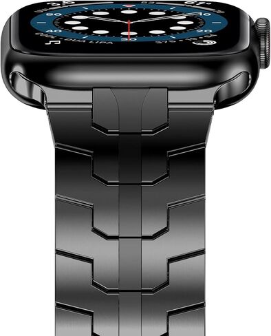 NewWays Grade 2 Titanium/Stainless Steel Band Compatible with Apple Watch Ultra 3 2 1 49mm Series 11 10 46mm 42mm Series 9 8 7 45mm 41mm 44mm 40mm SE 6 5 4, Rugged iwatch Link Bracelet for men in Saudi Arabia
