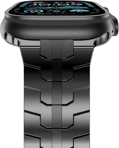 NewWays Grade 2 Titanium/Stainless Steel Band Compatible with Apple Watch Ultra 3 2 1 49mm Series 11 10 46mm 42mm Series 9 8 7 45mm 41mm 44mm 40mm SE 6 5 4, Rugged iwatch Link Bracelet for men in Saudi Arabia
