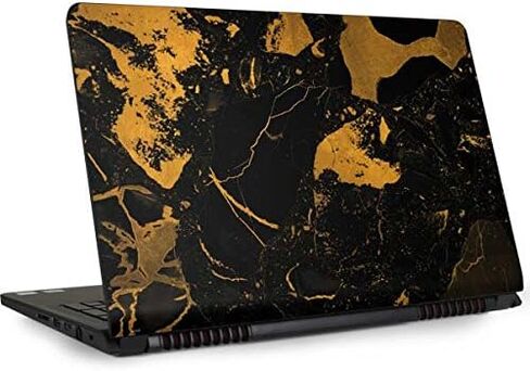 ملصق Skinit للكمبيوتر المحمول متوافق مع الطراز Inspiron 15 و1545 - تصميم رخامي منقط باللونين الأسود والذهبي مرخص رسميًا in Saudi Arabia