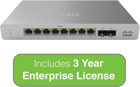 Cisco Meraki MS120-8 Cloud-Managed Compact Switch - 8x 1GbE Ports, 2x 1G (SFP) Uplink Interfaces - Incl. 3 Yr Enterprise License (Renewed) in Saudi Arabia