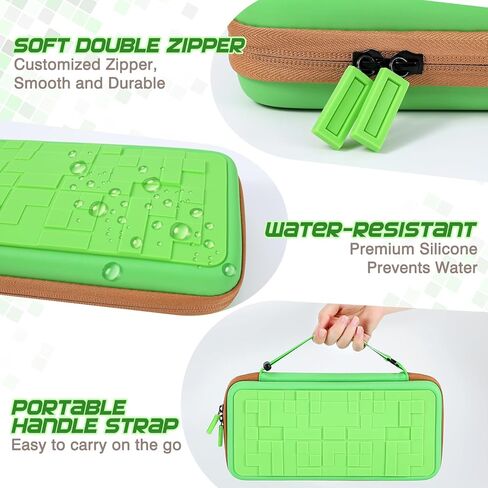 DLseego Storage Carrying Case for Nintendo Switch 2 Accessories Set, 10 Game Card Slots Protective,1 Soft TPU Black Case, 4 Thumb Grips, Protectors-Shockproof & Scratch-Resistant - Green in Saudi Arabia