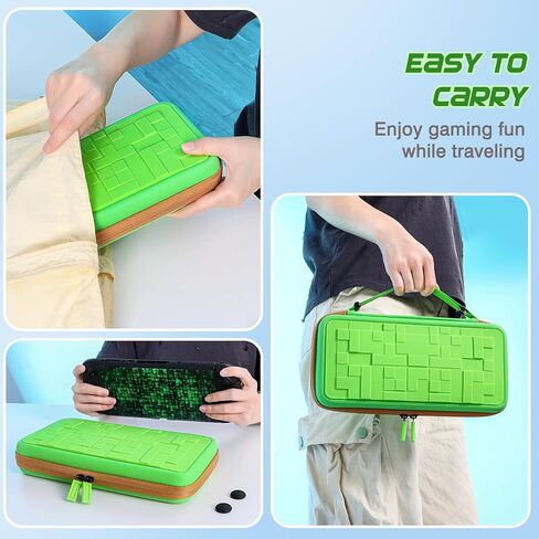 DLseego Storage Carrying Case for Nintendo Switch 2 Accessories Set, 10 Game Card Slots Protective,1 Soft TPU Black Case, 4 Thumb Grips, Protectors-Shockproof & Scratch-Resistant - Green in Saudi Arabia