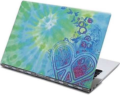 Skinit Decal Laptop Skin Compatible with Yoga 910 2-in-1 14in Touch-Screen - Officially Licensed Liquid Blue Tie Dye Peace Heart Design in Saudi Arabia
