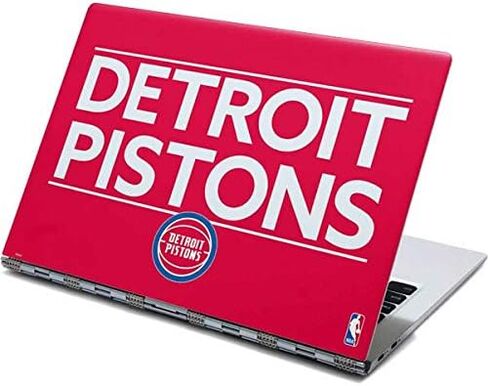 غلاف كمبيوتر محمول من Skinit متوافق مع شاشة اللمس Yoga 910 2 في 1 مقاس 14 بوصة - مرخصة رسميًا من NBA Detroit Pistons Standard - تصميم أحمر in Saudi Arabia