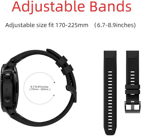 Quickfit Silicone Watch Band Compatible with Garmin fenix 8 47mm/Fenix 7/Fenix 6/Fenix 5, 22mm wristband straps for Garmin Fenix E 47mm/Fenix 5 plus/Fenix 6 Pro/Fenix 7 Pro in Saudi Arabia
