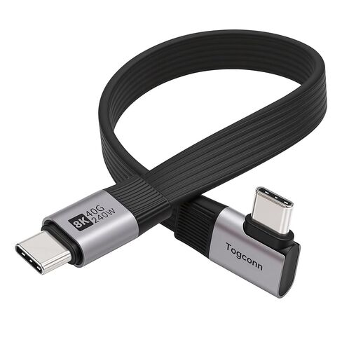 Right Angle Short Flat USB C Cable 0.6Feet, Middle 90 Degree USB Type C USB 4.0 Data Cable, PD 3.1 240W Type C Fast Charging,40Gbps,8K@60Hz, Thunderbolt 4/3 Compatible for iPhone 17/16 Series, MacBook in Kuwait