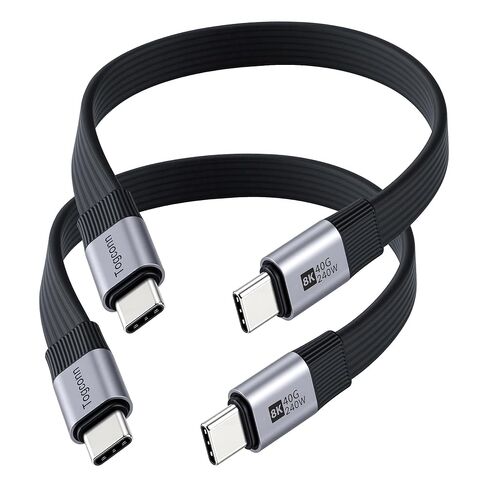 Right Angle Short Flat USB C Cable 0.6Feet, Middle 90 Degree USB Type C USB 4.0 Data Cable, PD 3.1 240W Type C Fast Charging,40Gbps,8K@60Hz, Thunderbolt 4/3 Compatible for iPhone 17/16 Series, MacBook in Kuwait