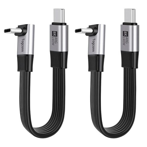 Right Angle Short Flat USB C Cable 0.6Feet, Middle 90 Degree USB Type C USB 4.0 Data Cable, PD 3.1 240W Type C Fast Charging,40Gbps,8K@60Hz, Thunderbolt 4/3 Compatible for iPhone 17/16 Series, MacBook in Kuwait