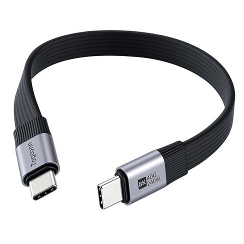 Right Angle Short Flat USB C Cable 0.6Feet, Middle 90 Degree USB Type C USB 4.0 Data Cable, PD 3.1 240W Type C Fast Charging,40Gbps,8K@60Hz, Thunderbolt 4/3 Compatible for iPhone 17/16 Series, MacBook in Kuwait