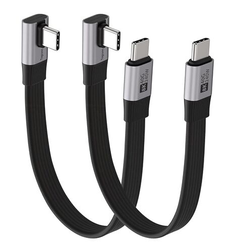 Right Angle Short Flat USB C Cable 0.6Feet, Middle 90 Degree USB Type C USB 4.0 Data Cable, PD 3.1 240W Type C Fast Charging,40Gbps,8K@60Hz, Thunderbolt 4/3 Compatible for iPhone 17/16 Series, MacBook in Kuwait