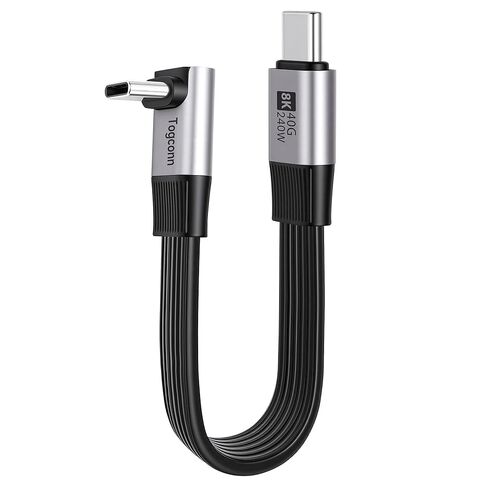 Right Angle Short Flat USB C Cable 0.6Feet, Middle 90 Degree USB Type C USB 4.0 Data Cable, PD 3.1 240W Type C Fast Charging,40Gbps,8K@60Hz, Thunderbolt 4/3 Compatible for iPhone 17/16 Series, MacBook in Kuwait