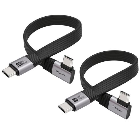 Right Angle Short Flat USB C Cable 0.6Feet, Middle 90 Degree USB Type C USB 4.0 Data Cable, PD 3.1 240W Type C Fast Charging,40Gbps,8K@60Hz, Thunderbolt 4/3 Compatible for iPhone 17/16 Series, MacBook in Kuwait