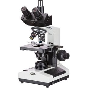 AmScope T390A-10M مجهر رقمي ثلاثي العينيات مركب احترافي، تكبير 40X-1600X، عدسات WF10x وP16x، برايتفيلد، إضاءة هالوجين، مكثف آبي، مرحلة ميكانيكية مزدوجة الطبقة، تبديل تلقائي 110 فولت - 220 فولت، يتضمن كاميرا 10 ميجابكسل مع in Saudi Arabia