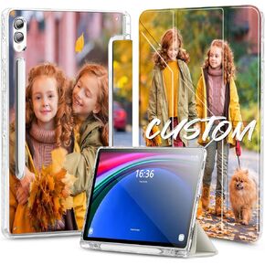 Custom Pictures Personalized Case for Samsung Galaxy Tab S10+/S10 Plus 12.4 inch(2024), Built-in Pencil Holder, Customized Photo Galaxy Tablet Case with Shockproof Protective Cover Clear PC Back Shell in Saudi Arabia