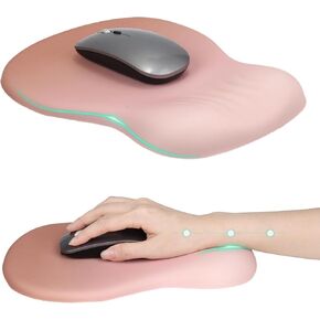 مسند معصم مريح مع وسادة ماوس، وسادة ماوس مع مسند معصم مريح من الإسفنج الذكي، تصميم للتدليك، قاعدة مطاطية مضادة للانزلاق، سهلة الكتابة وتخفيف آلام المعصم، وردي in Kuwait