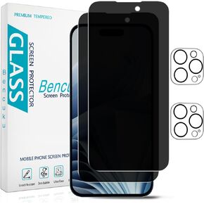 عبوتان من واقي الشاشة الزجاجي المقوى لهاتف iPhone 15 Plus مقاس 6.7 بوصة مع عبوتين من واقي عدسة الكاميرا، مضاد للخدش، خالٍ من الفقاعات، صديق للحافظة in Kuwait