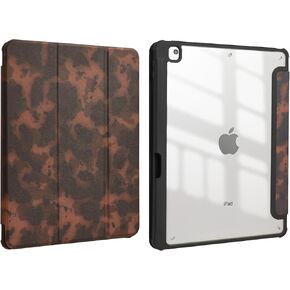 10.2 Inch Case for iPad 9th/8th/7th Gen 2021/2020 /2019,for iPad Air 3 10.5 Inch Case Tortoise Shell Leopard Aesthetic Design with Clear Transparent Back Cover with Pencil Holder-Brown in Saudi Arabia