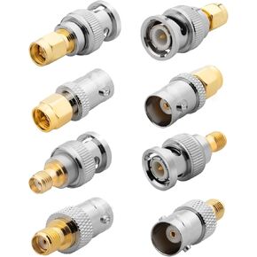 Anina 8-Pack SMA إلى BNC طقم محول 50 أوم RF موصلات محورية نحاس مطلي بالذهب مجموعة كاملة ذكر/أنثى لراديو الترددات اللاسلكية والهوائي والتلفزيون ومعدات الاختبار in Kuwait