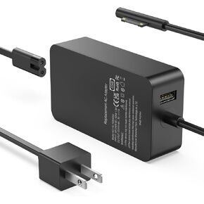 65W Surface Pro Charger for Surface Pro 11,10, 9, 8, 7, 6, 5, 4, 3, X,Microsoft Surface Laptop 6, 5, 4, 3, 2,1, Surface Go Tablet, Surface Book 3, 2, 1, 9ft, with USB Charging Port LED,Supply 44W, 36W in Kuwait