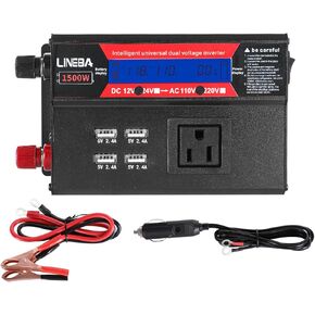 عاكس طاقة 5000 واط مع شاشة LED، 3 منافذ تيار متردد، 4 منافذ USB، محول تيار متردد 12 فولت إلى 110 فولت تيار متردد للسيارة، السيارة الترفيهية، الشاحنة، النظام الشمسي خارج الشبكة، التخييم in Saudi Arabia