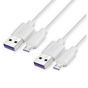 Smays USB to Micro USB Cable, 6ft Android Charging Cord - White, Data Transfer and Charger Cable, 2-Pack in Kuwait