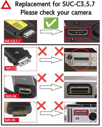 سلك شاحن USB بطول 5 أقدام متوافق مع شاحن كاميرا سامسونج، بديل لـ SUC-C3 متوافق مع سامسونج PL120، PL100، PL20، PL210، PL200، SL420، SL202، SL620، L200، WB210، TL100، TL105، ST65، SH100 in Kuwait