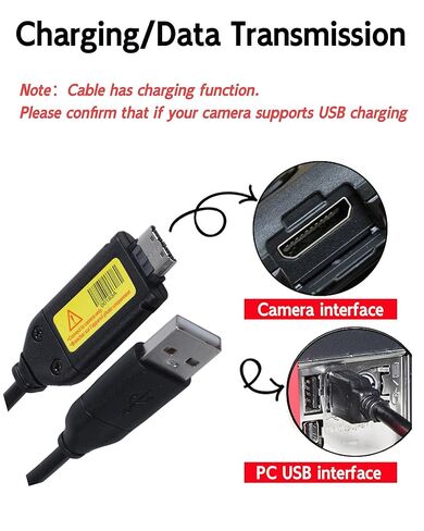 سلك شاحن USB بطول 5 أقدام متوافق مع شاحن كاميرا سامسونج، بديل لـ SUC-C3 متوافق مع سامسونج PL120، PL100، PL20، PL210، PL200، SL420، SL202، SL620، L200، WB210، TL100، TL105، ST65، SH100 in Kuwait