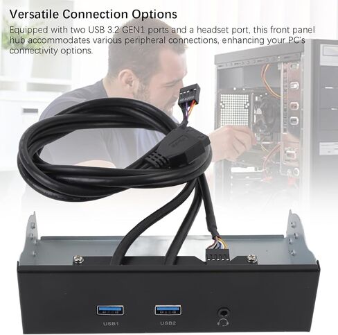 USB 3.2 GEN1 Front Panel Hub, 5.25 Inch Optical Drive Bay Adapter, 2 USB Ports with Headset Jack, for PC Computer in Saudi Arabia