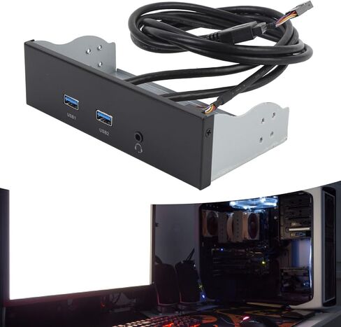 USB 3.2 GEN1 Front Panel Hub, 5.25 Inch Optical Drive Bay Adapter, 2 USB Ports with Headset Jack, for PC Computer in Saudi Arabia