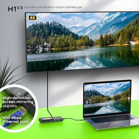 محول USB C Hub متعدد المنافذ، شاشة LCD تعمل باللمس مع 8 واجهات PD 100W HDTV 3840x2160 RJ45 بطاقة ذاكرة TF USB3.0، لأجهزة الكمبيوتر المحمول in Kuwait