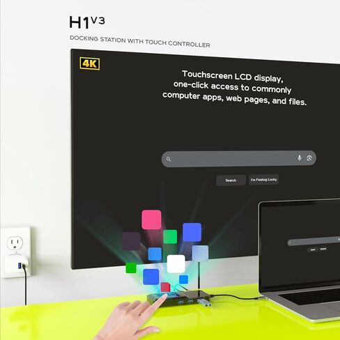 محول USB C Hub متعدد المنافذ، شاشة LCD تعمل باللمس مع 8 واجهات PD 100W HDTV 3840x2160 RJ45 بطاقة ذاكرة TF USB3.0، لأجهزة الكمبيوتر المحمول in Kuwait