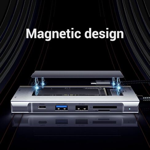 موزع USB C، قاعدة توصيل متعددة الوظائف من سبائك الألومنيوم 8 في 1 مع إخراج فيديو 4K، لأجهزة Pro Pro والمزيد من الأجهزة من النوع C in Kuwait