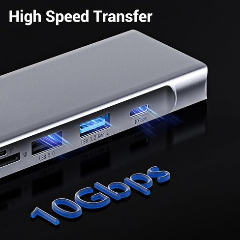 موزع USB C، قاعدة توصيل متعددة الوظائف من سبائك الألومنيوم 8 في 1 مع إخراج فيديو 4K، لأجهزة Pro Pro والمزيد من الأجهزة من النوع C in Kuwait