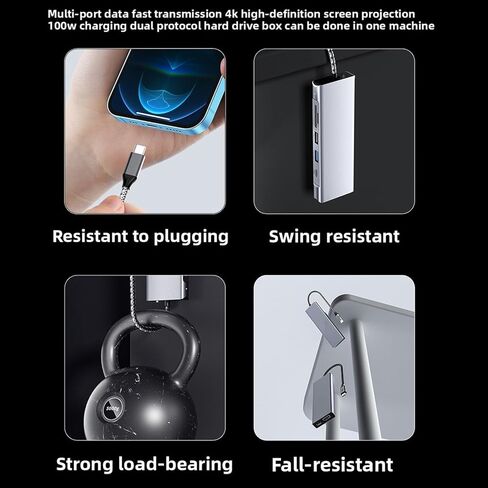 موزع USB C، قاعدة توصيل متعددة الوظائف من سبائك الألومنيوم 8 في 1 مع إخراج فيديو 4K، لأجهزة Pro Pro والمزيد من الأجهزة من النوع C in Kuwait