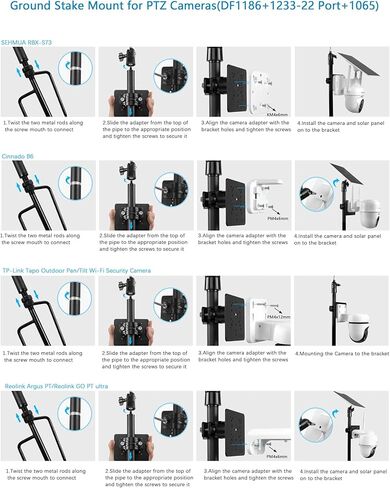 HOLACA 31.49 or 47.24 inch PTZ Camera Ground Stake Mount Stand with Solar Panel Mount for AOSU SEHMUA Cinnado Tapo Reolink Cameras and Solar Panels Ground Stake Bracket in Saudi Arabia
