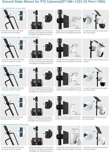 HOLACA 31.49 or 47.24 inch PTZ Camera Ground Stake Mount Stand with Solar Panel Mount for AOSU SEHMUA Cinnado Tapo Reolink Cameras and Solar Panels Ground Stake Bracket in Saudi Arabia