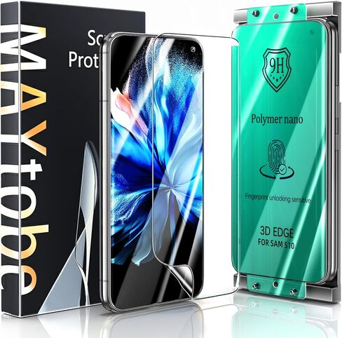MAYtobe [واقي شاشة مكون من عبوتين لهاتف Samsung Galaxy S10 من السيراميك مع صينية التثبيت، سهل التركيب، منحني ثلاثي الأبعاد، خالٍ من الفقاعات، مضاد للخدش in Saudi Arabia
