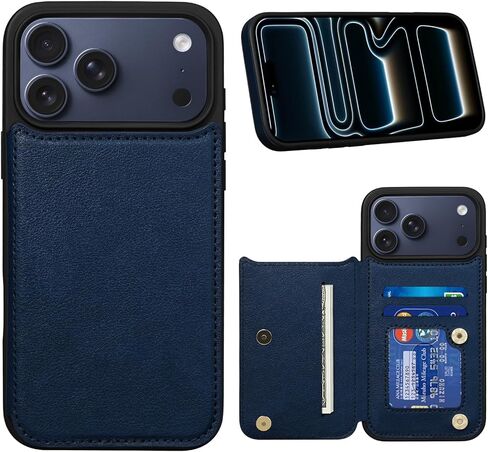 Keallce for iPhone 17 Pro Max Case Wallet with 3 Card Holder, RFID Blocking Protection, Magnetic Clasps Credit Slots Shockproof Flip Cover for iPhone 17 Pro Max Men Women,6.9inch Blue in Saudi Arabia