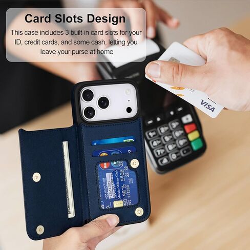Keallce for iPhone 17 Pro Max Case Wallet with 3 Card Holder, RFID Blocking Protection, Magnetic Clasps Credit Slots Shockproof Flip Cover for iPhone 17 Pro Max Men Women,6.9inch Blue in Saudi Arabia
