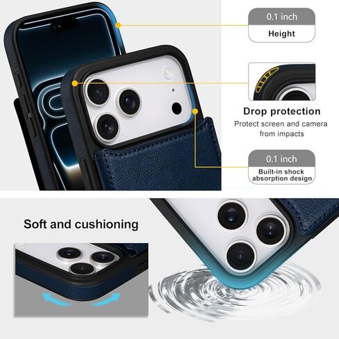 Keallce for iPhone 17 Pro Max Case Wallet with 3 Card Holder, RFID Blocking Protection, Magnetic Clasps Credit Slots Shockproof Flip Cover for iPhone 17 Pro Max Men Women,6.9inch Blue in Saudi Arabia