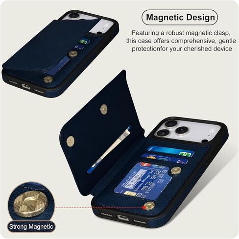 Keallce for iPhone 17 Pro Max Case Wallet with 3 Card Holder, RFID Blocking Protection, Magnetic Clasps Credit Slots Shockproof Flip Cover for iPhone 17 Pro Max Men Women,6.9inch Blue in Saudi Arabia