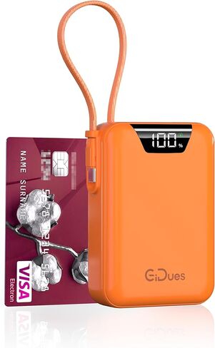 M2 Portable Charger, 20000mAh Power Bank, PD 35W Ultra Fast USB-C Built-in Cable, Compact Cute Mini External Battery Pack for iPhone, Samsung, Android iPad (Pink) in Saudi Arabia