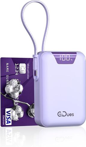 M2 Portable Charger, 20000mAh Power Bank, PD 35W Ultra Fast USB-C Built-in Cable, Compact Cute Mini External Battery Pack for iPhone, Samsung, Android iPad (Pink) in Saudi Arabia