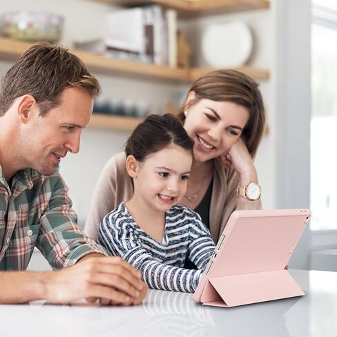 حافظة لجهاز iPad الجيل التاسع 2021، الجيل الثامن/السابع 2020/2019 لجهاز iPad 10.2 بوصة مع حامل قلم رصاص، غطاء واقٍ قابل للطي مع ظهر TPU ناعم، يدعم معرف اللمس، النوم/الاستيقاظ التلقائي، وردي in Kuwait