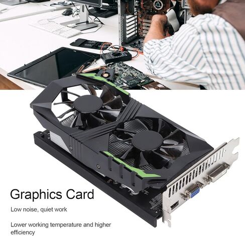 بطاقة رسومات VBESTLIFE 1050TI سعة 4 جيجابايت، وحدة معالجة الرسومات DDR5 128 بت، 900/1350 ميجاهرتز، بطاقة فيديو ألعاب الكمبيوتر المكتبي PCIE 2.0 مع منافذ HDMI وDVI وDP in Saudi Arabia